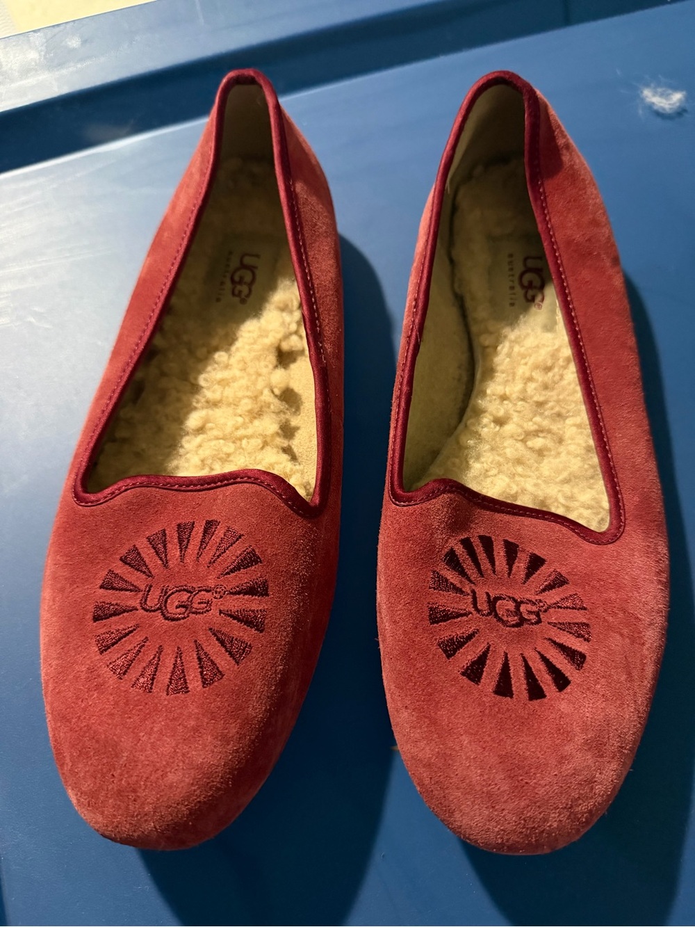 UGG Women's Crimson Suede Shearling-Lined Slip-On Flats